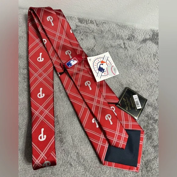 Philadelphia Phillies Baseball Team Red Plaid Tie - Picture 2 of 5